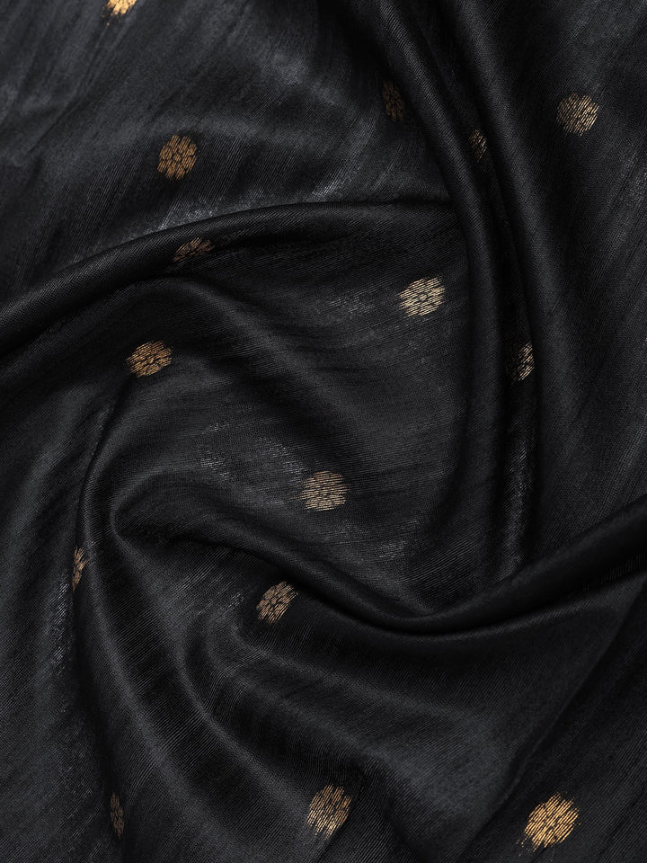 Black Tussar Printed Saree