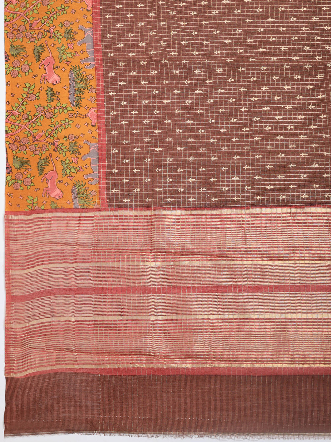 Maroon Digital Print Cotton Blend Saree