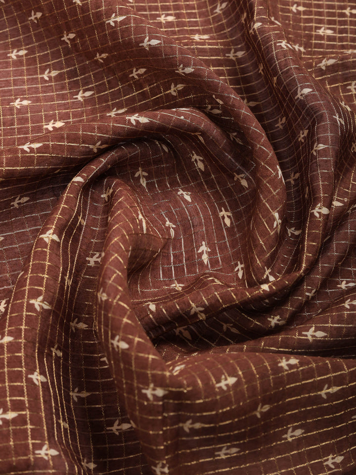 Maroon Digital Print Cotton Blend Saree