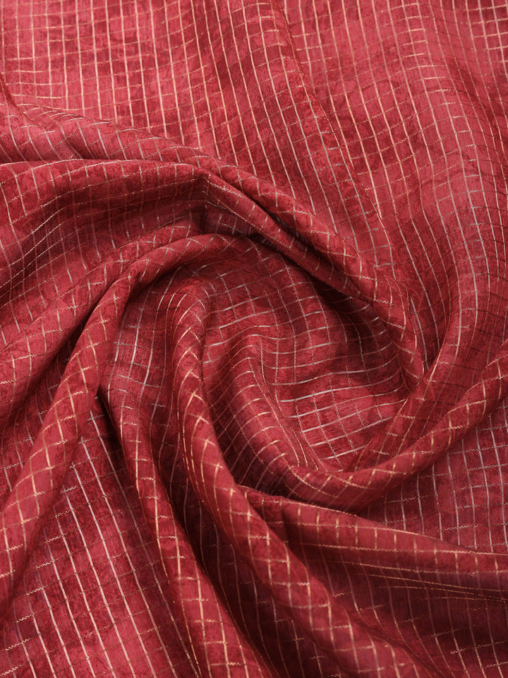 Maroon Digital Print Cotton Blend Saree