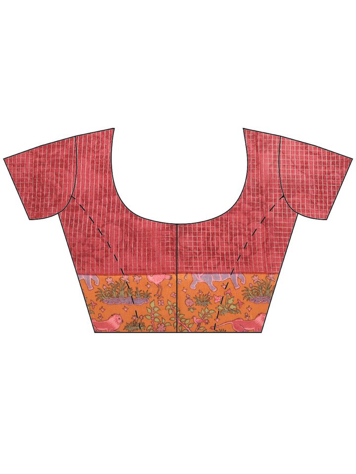 Maroon Digital Print Cotton Blend Saree