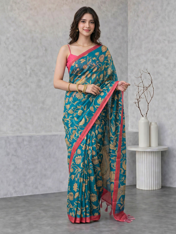Firozee Digital Print Cotton Blend Saree
