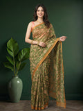 Mehndi Digital Print Cotton Blend Saree