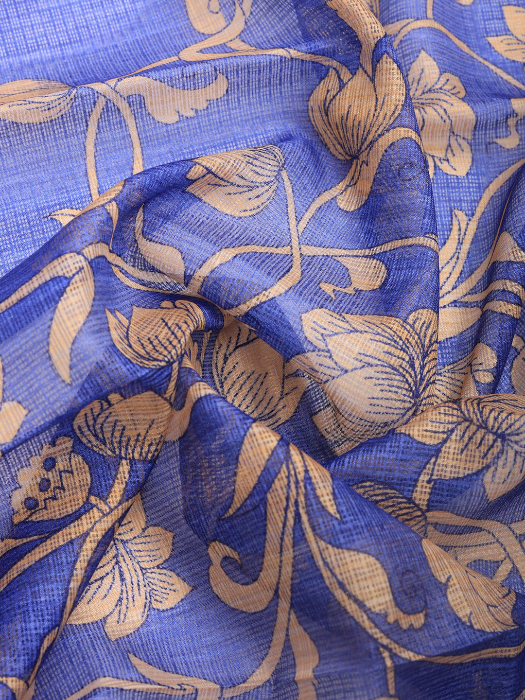 Navy Blue Digital Print Art Silk Saree