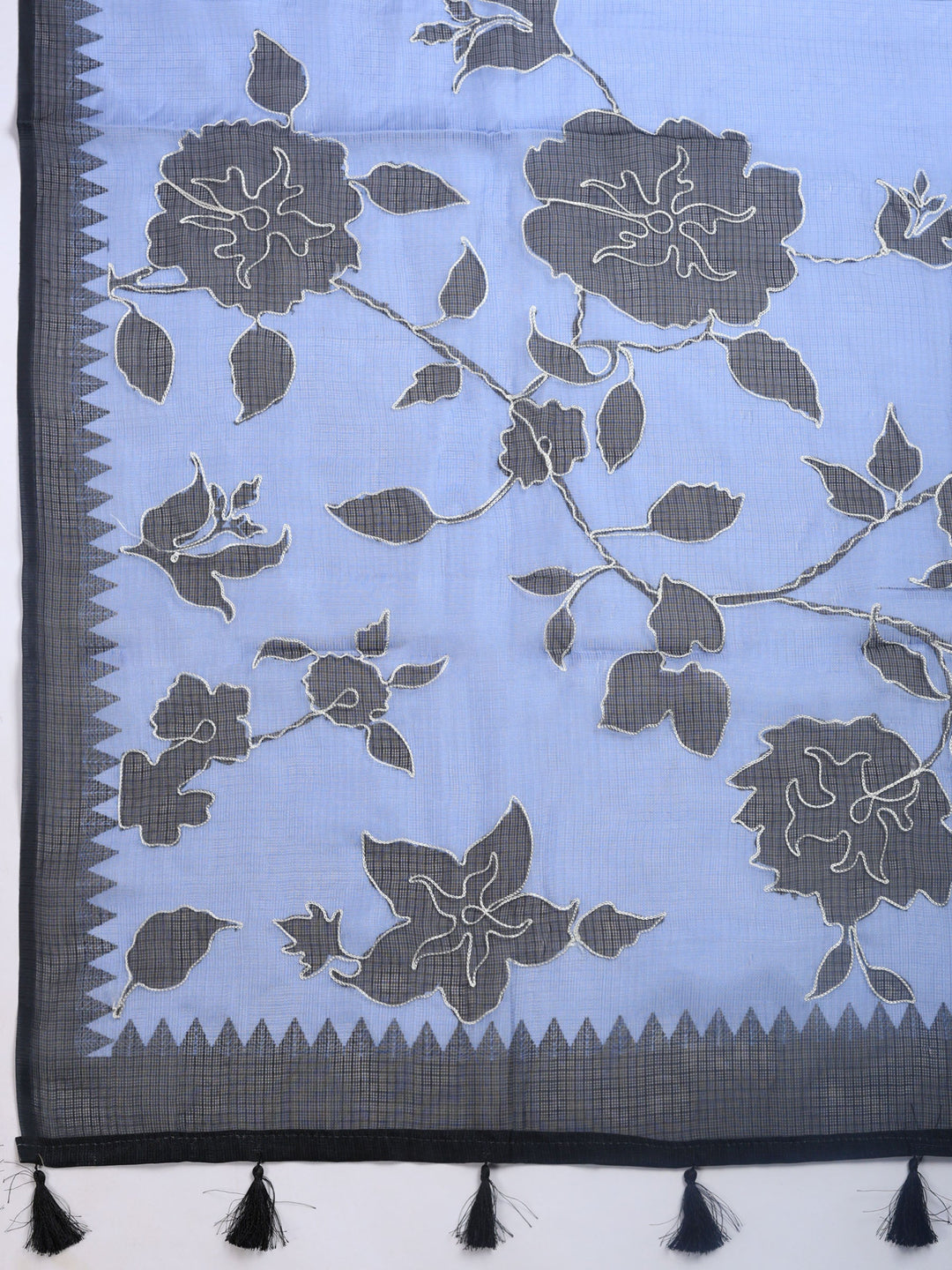 Blue Digital Print Cotton Blend Saree