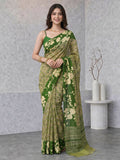 Green Digital Print Cotton Blend Saree