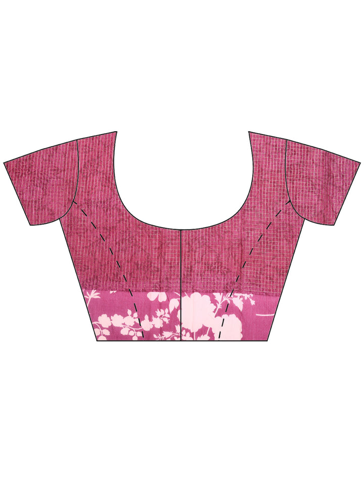 Magenta Digital Print Cotton Blend Saree