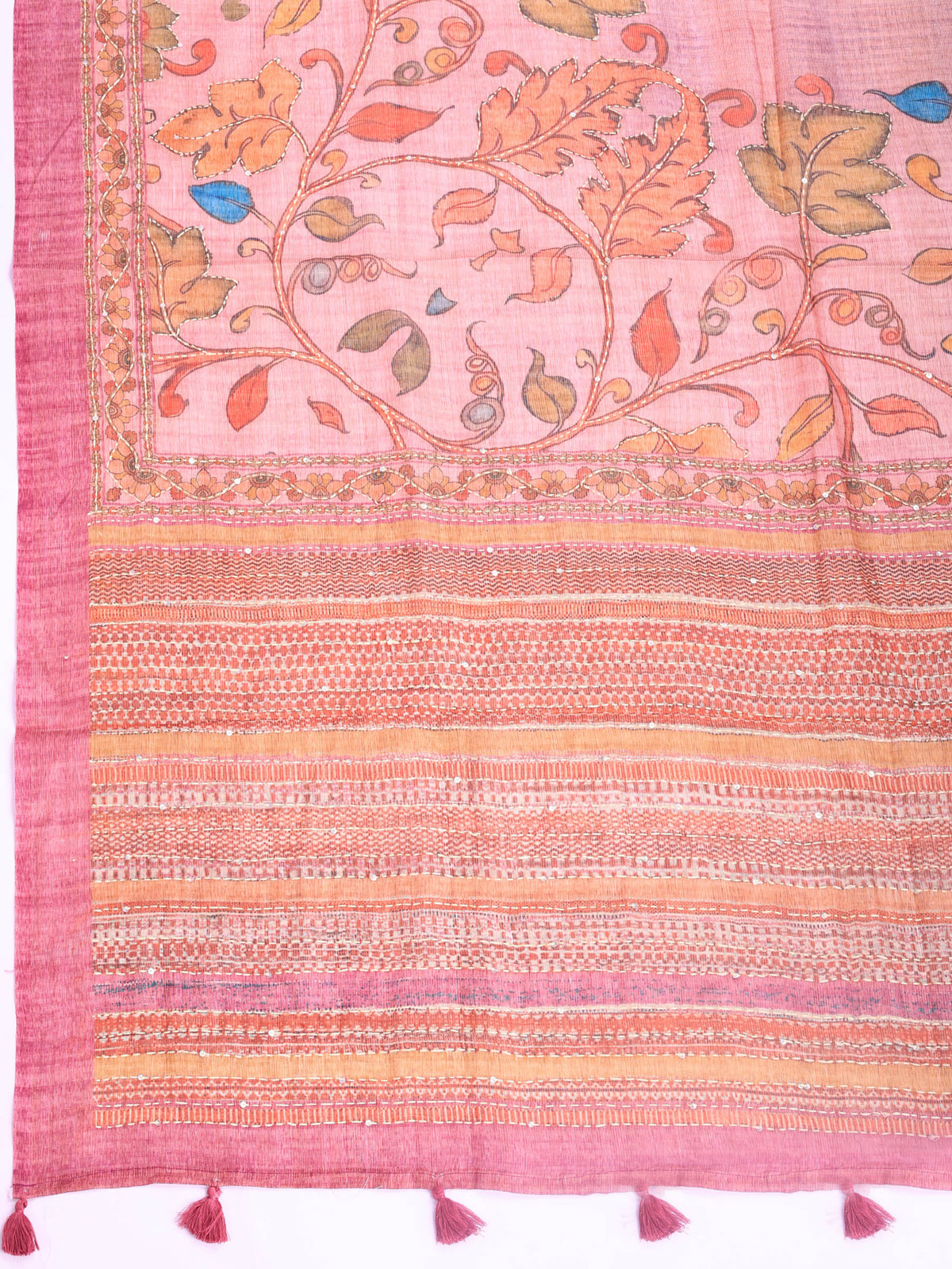 Pink Digital Print Cotton Blend Saree