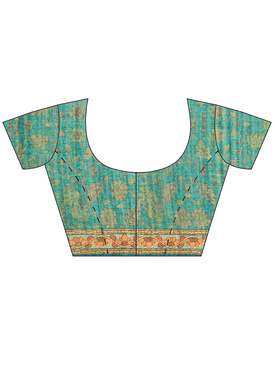 Sea Green Digital Print Cotton Blend Saree