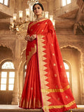 Orange Woven Design Art Katan Saree