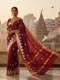 Wine Woven Design Art Katan Saree