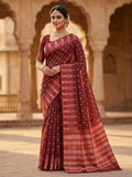 Rust Woven Design Cotton Saree