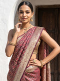 Maroon Woven Design Satin Saree