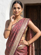Maroon Woven Design Satin Saree