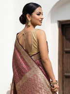Maroon Woven Design Satin Saree