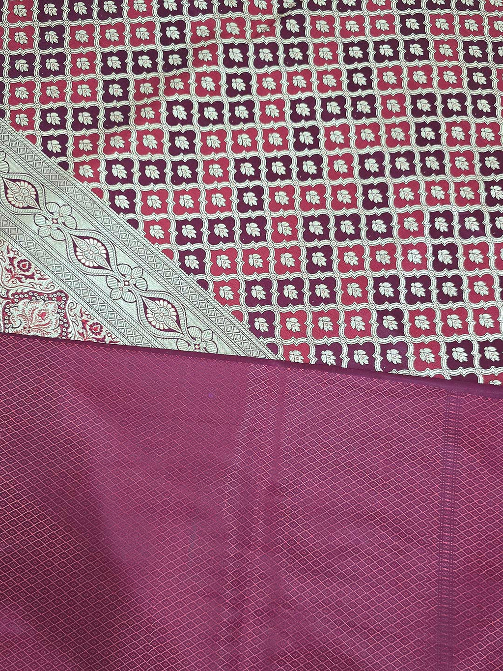 Maroon Woven Design Satin Saree
