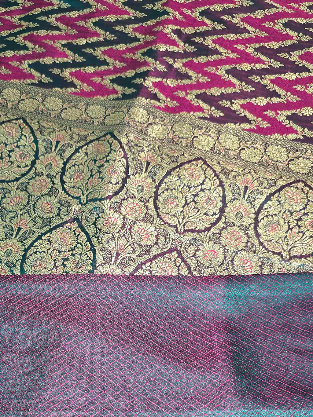 Rama Green Woven Design Satin Saree