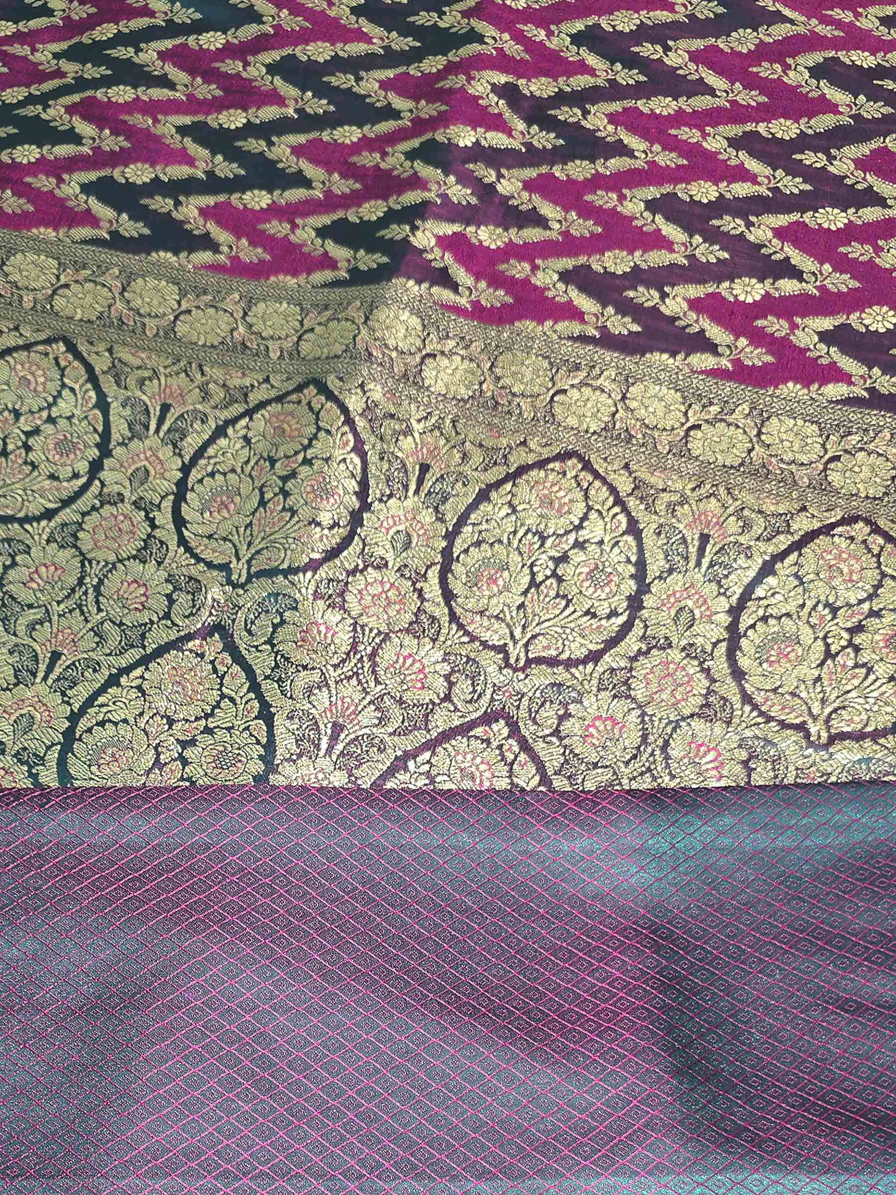 Rama Green Woven Design Satin Saree