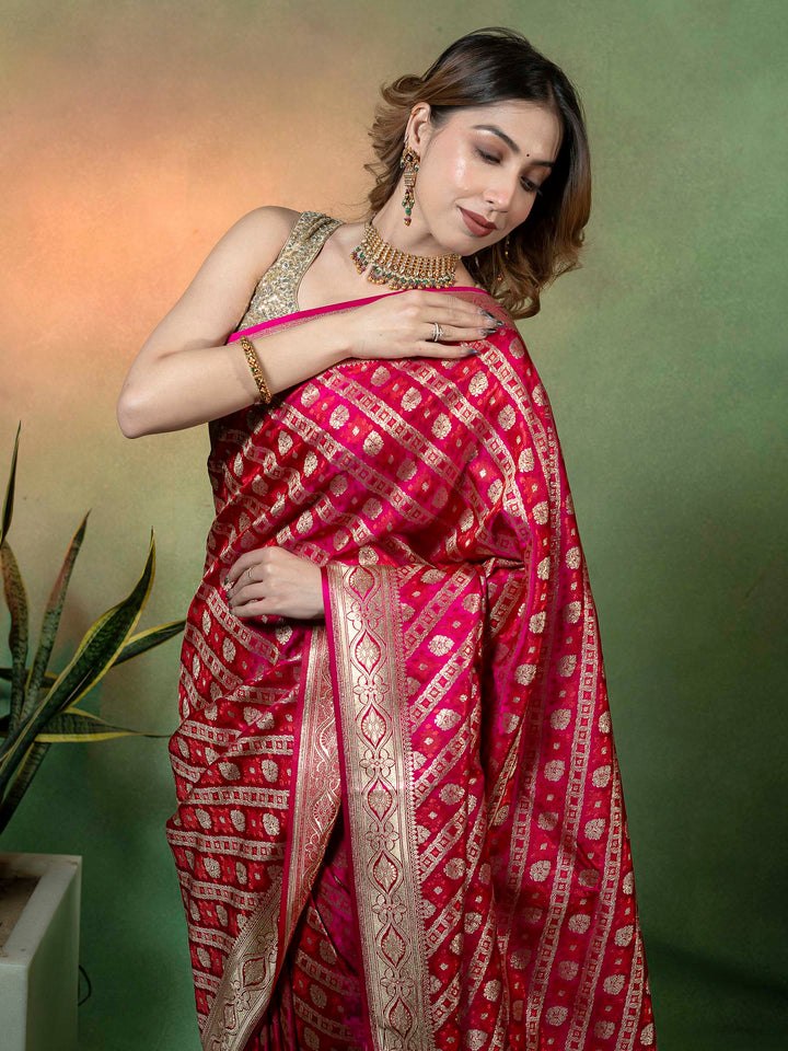 Rani Woven Design Satan Saree