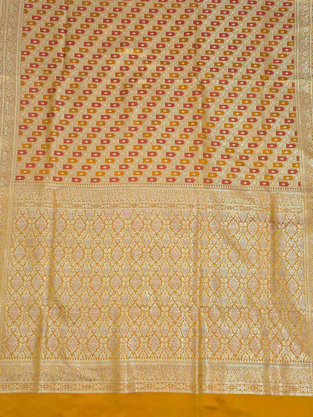 Mustard Woven Design Satin Saree