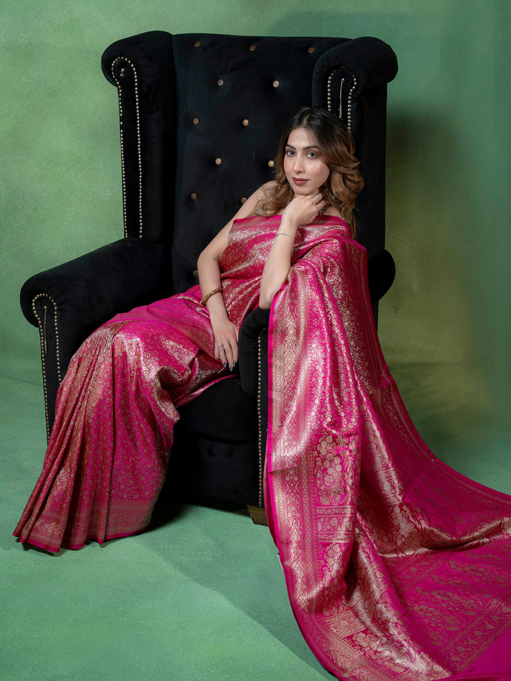 Rani Woven Design Satan Saree