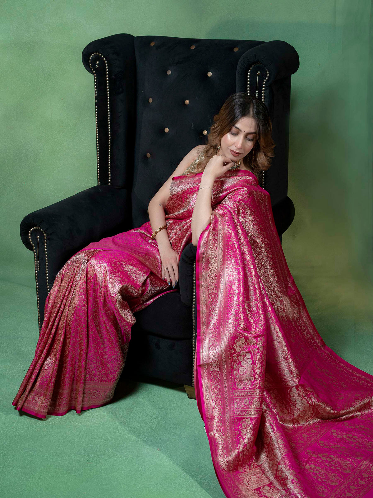 Rani Woven Design Satan Saree
