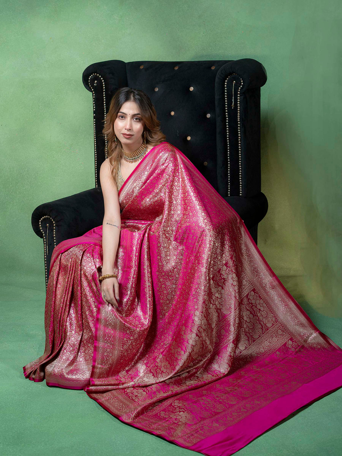 Rani Woven Design Satan Saree
