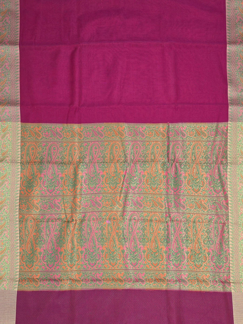 Magenta Woven Design Cotton Blend Saree