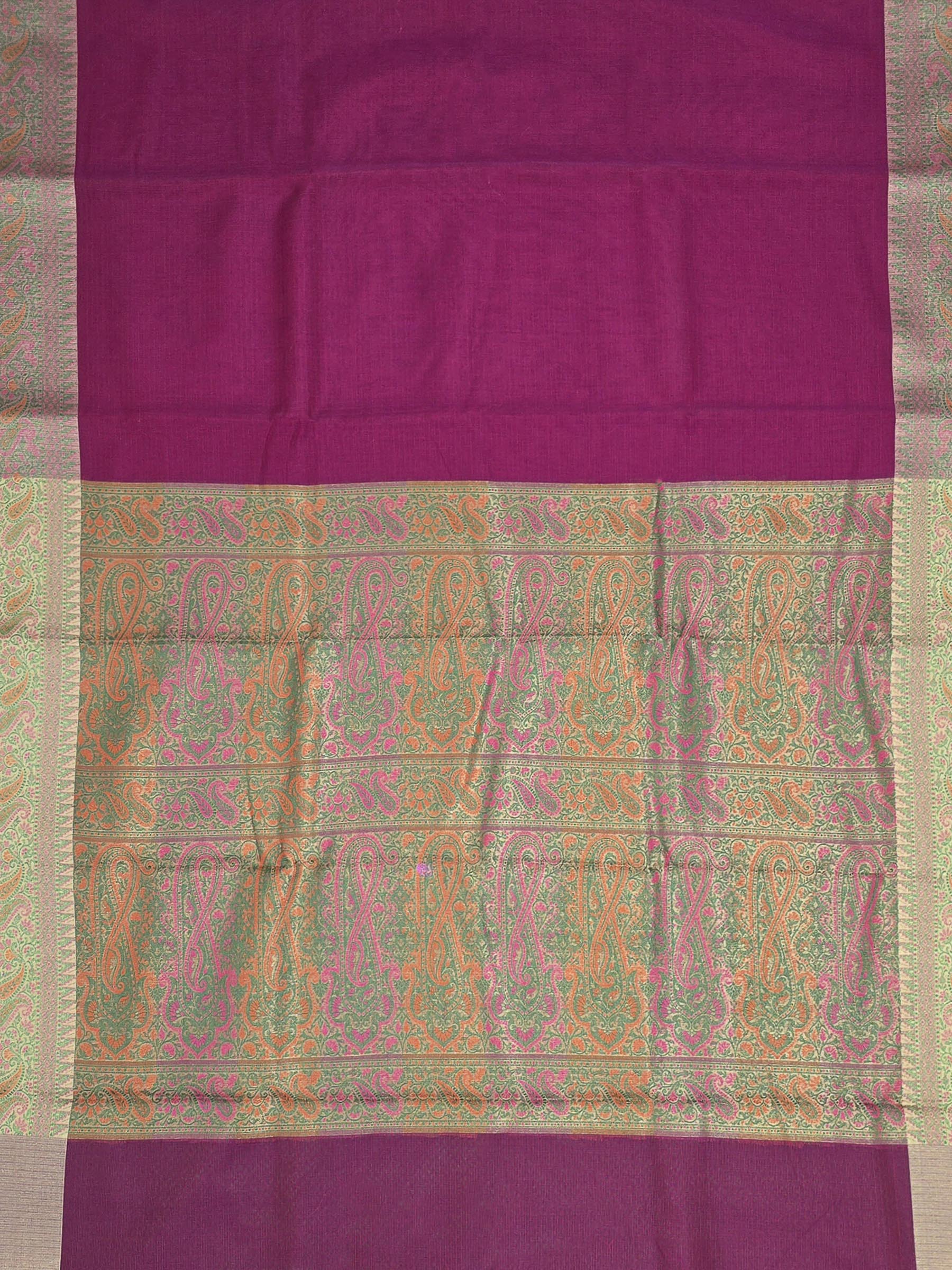 Magenta Woven Design Cotton Blend Saree