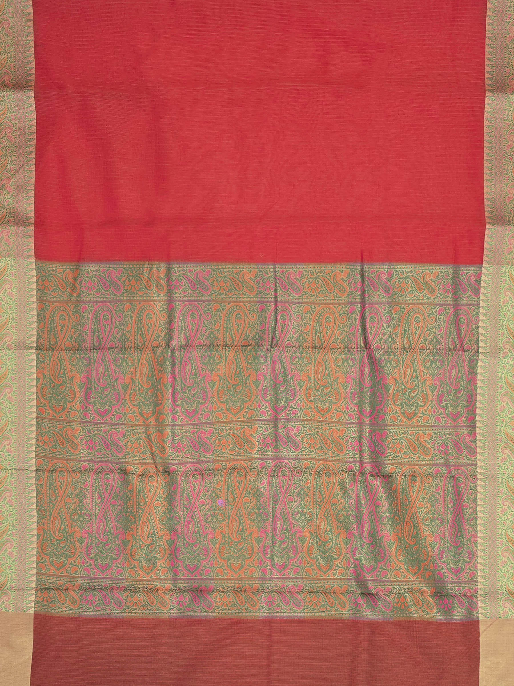 Orange Woven Design Cotton Blend Saree