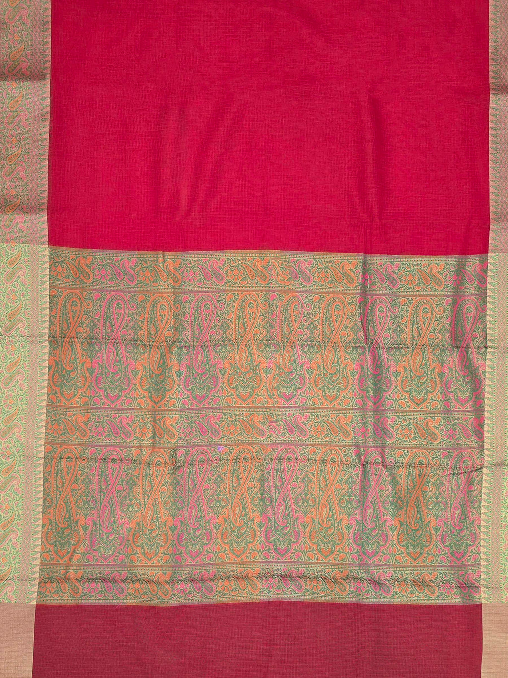Red Woven Design Cotton Blend Saree
