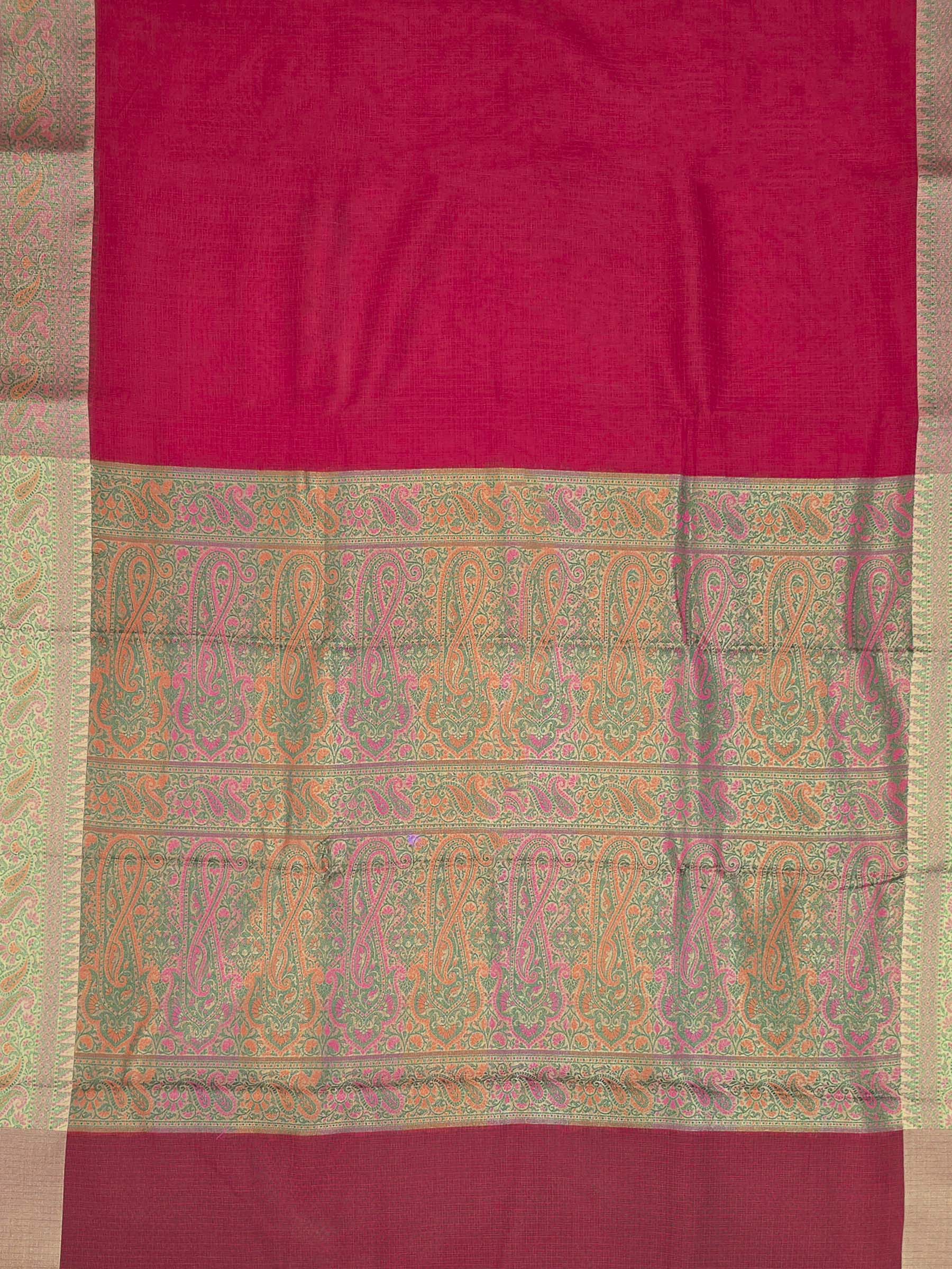 Red Woven Design Cotton Blend Saree
