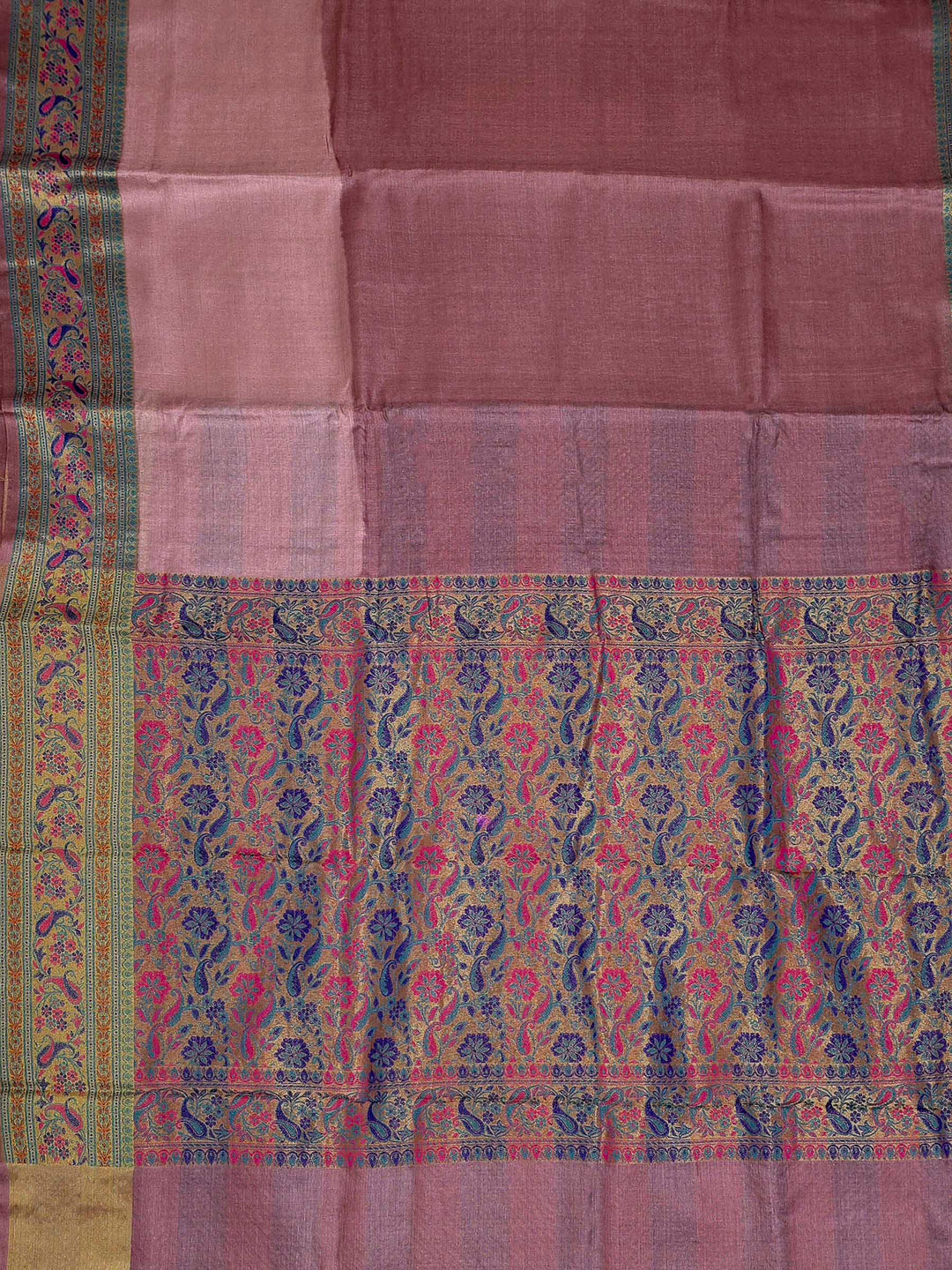 Onion-Pink Woven Design Tussar Saree