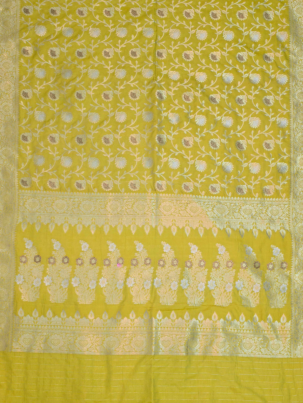 Lime Green Woven Design Banarasi Saree