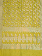 Lime Green Woven Design Banarasi Saree