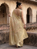 Beige Woven Design Banarasi Saree