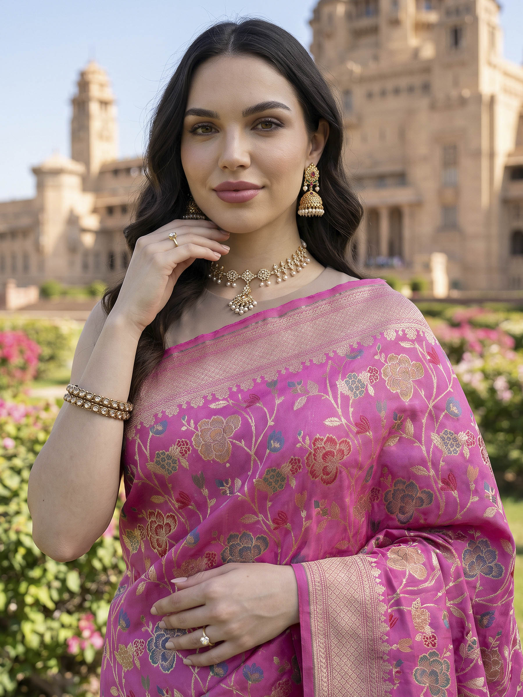 Pink Woven Design Banarasi Saree