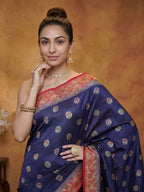 Navy Blue Woven Design Banarasi Saree