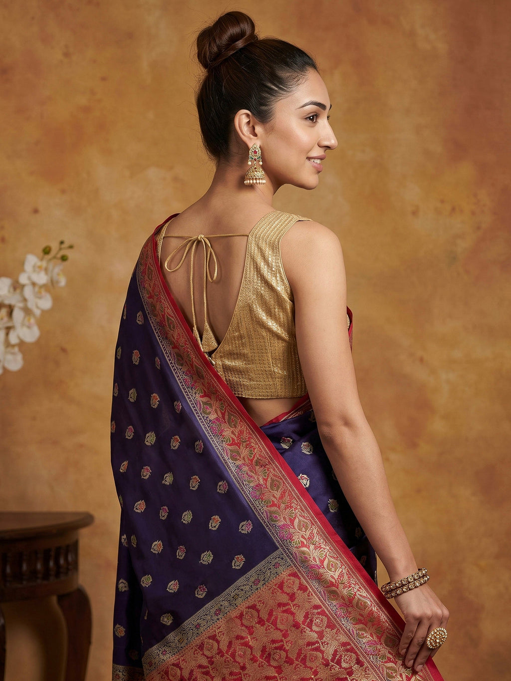 Navy Blue Woven Design Banarasi Saree