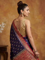 Navy Blue Woven Design Banarasi Saree