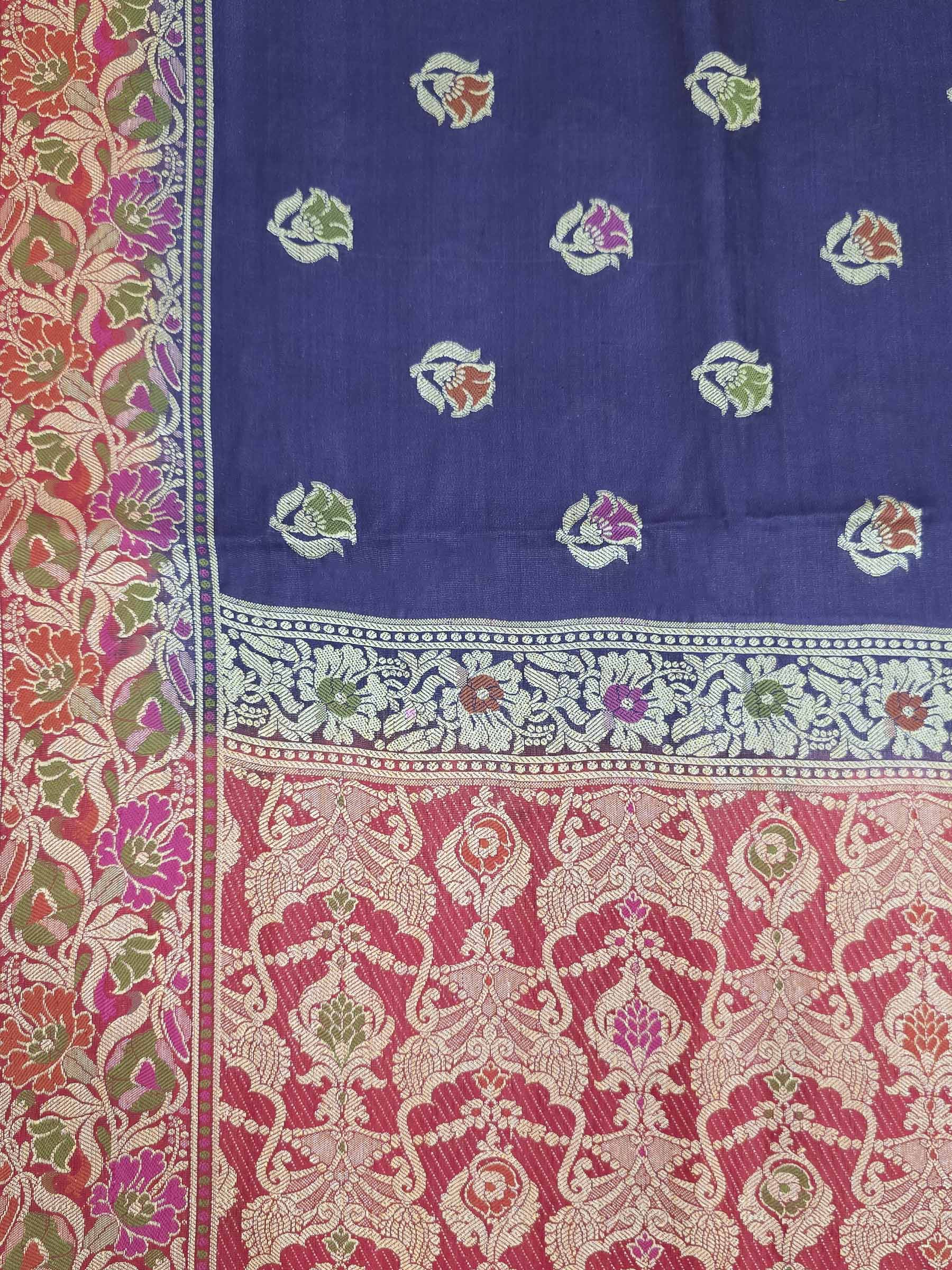 Navy Blue Woven Design Banarasi Saree