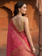 Peach Woven Design Banarasi Saree