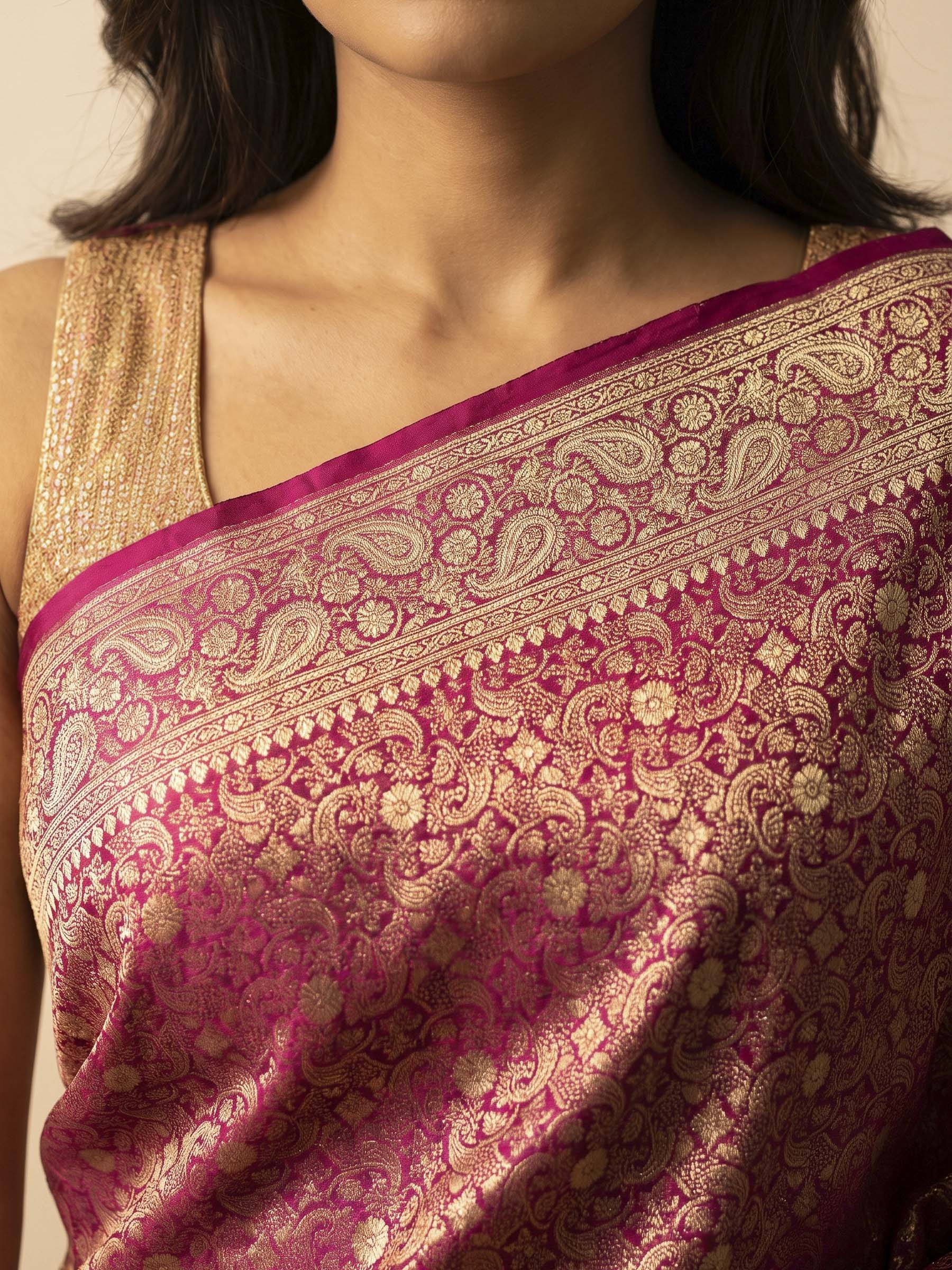 Rani Woven Design Satin Saree