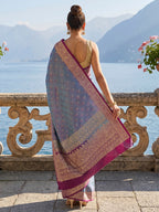 Sky Blue Woven Design Satin Saree