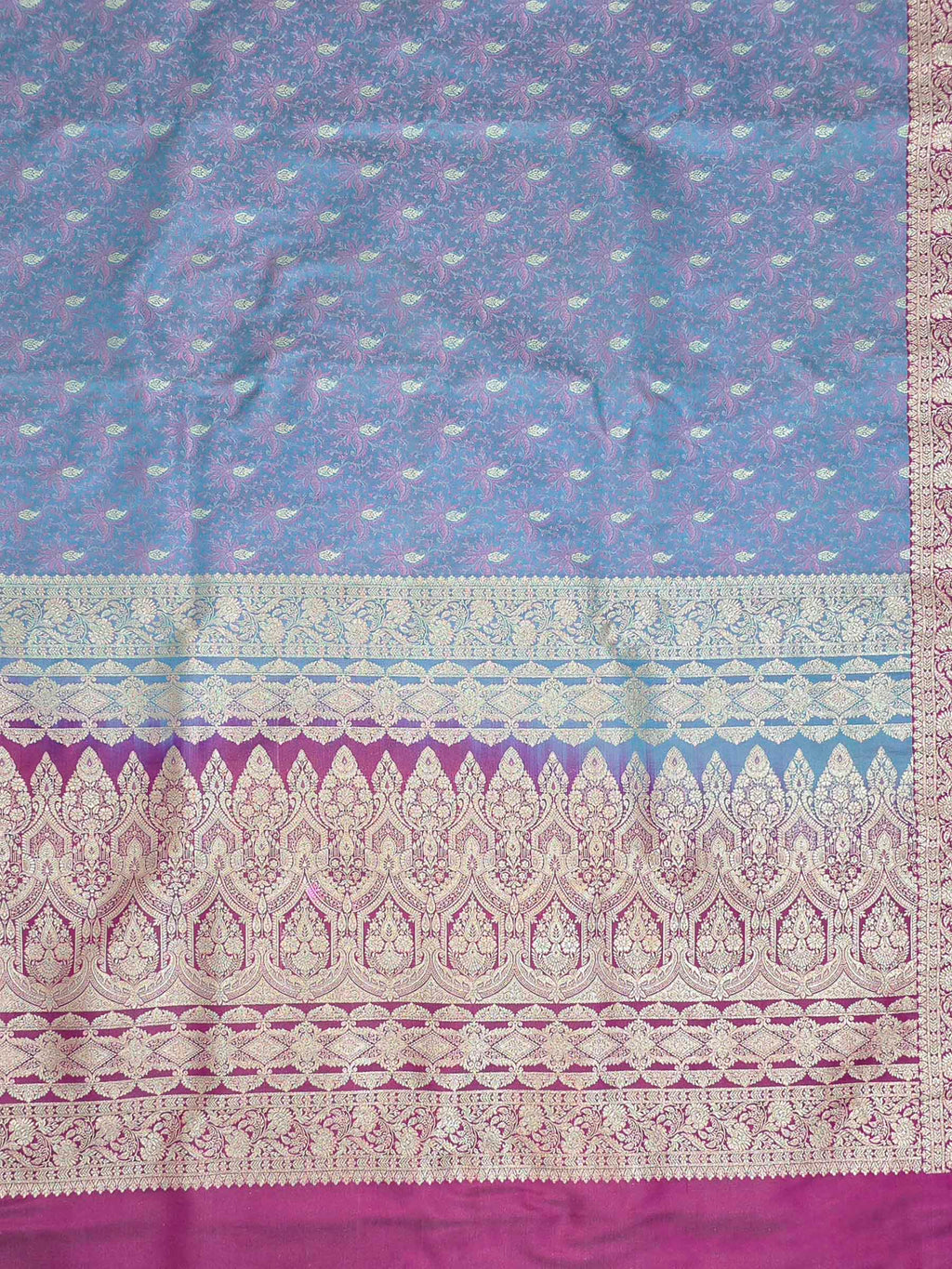 Sky Blue Woven Design Satin Saree