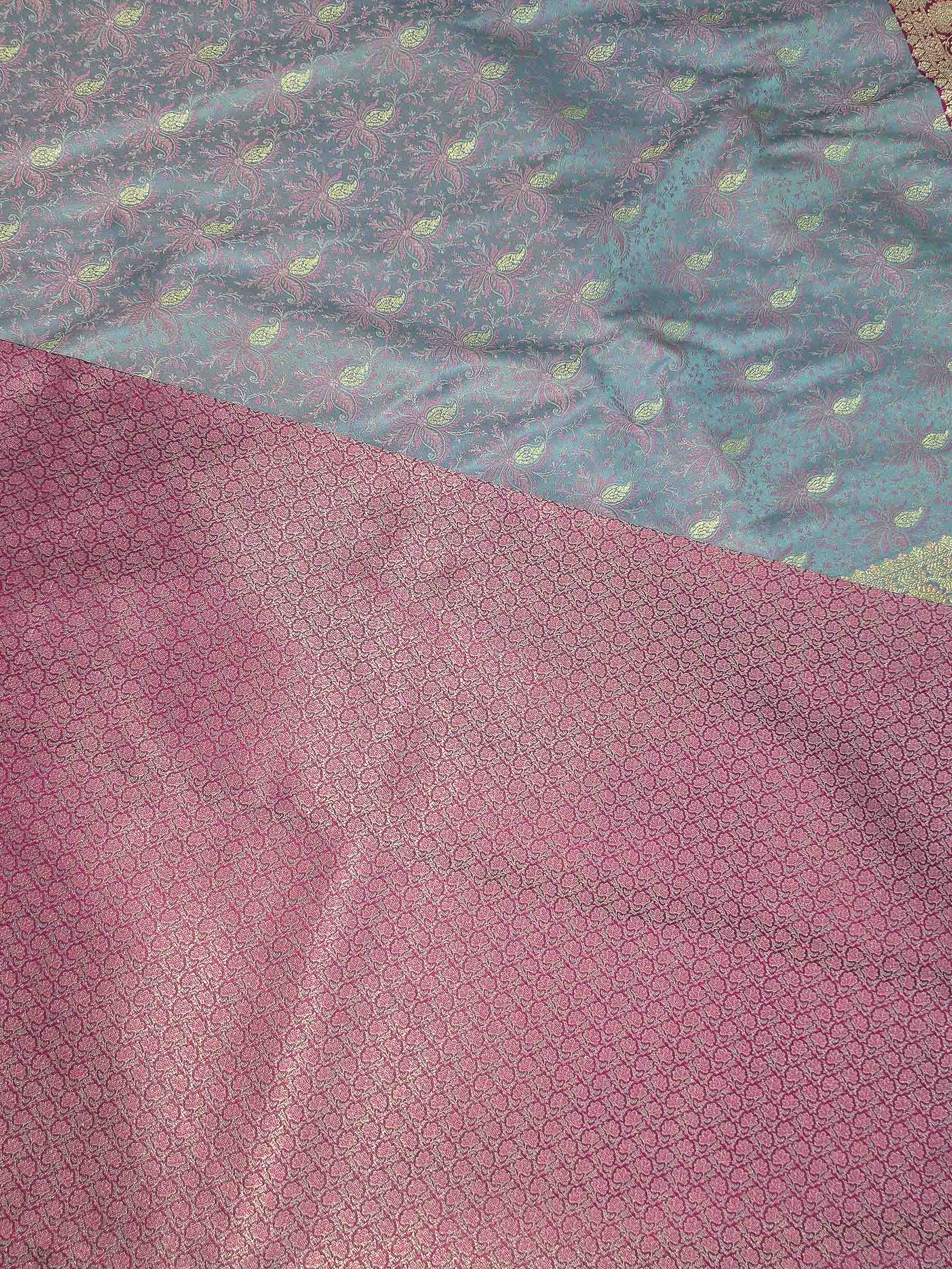 Sky Blue Woven Design Satin Saree