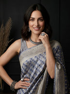 Grey Woven Design Satin Saree
