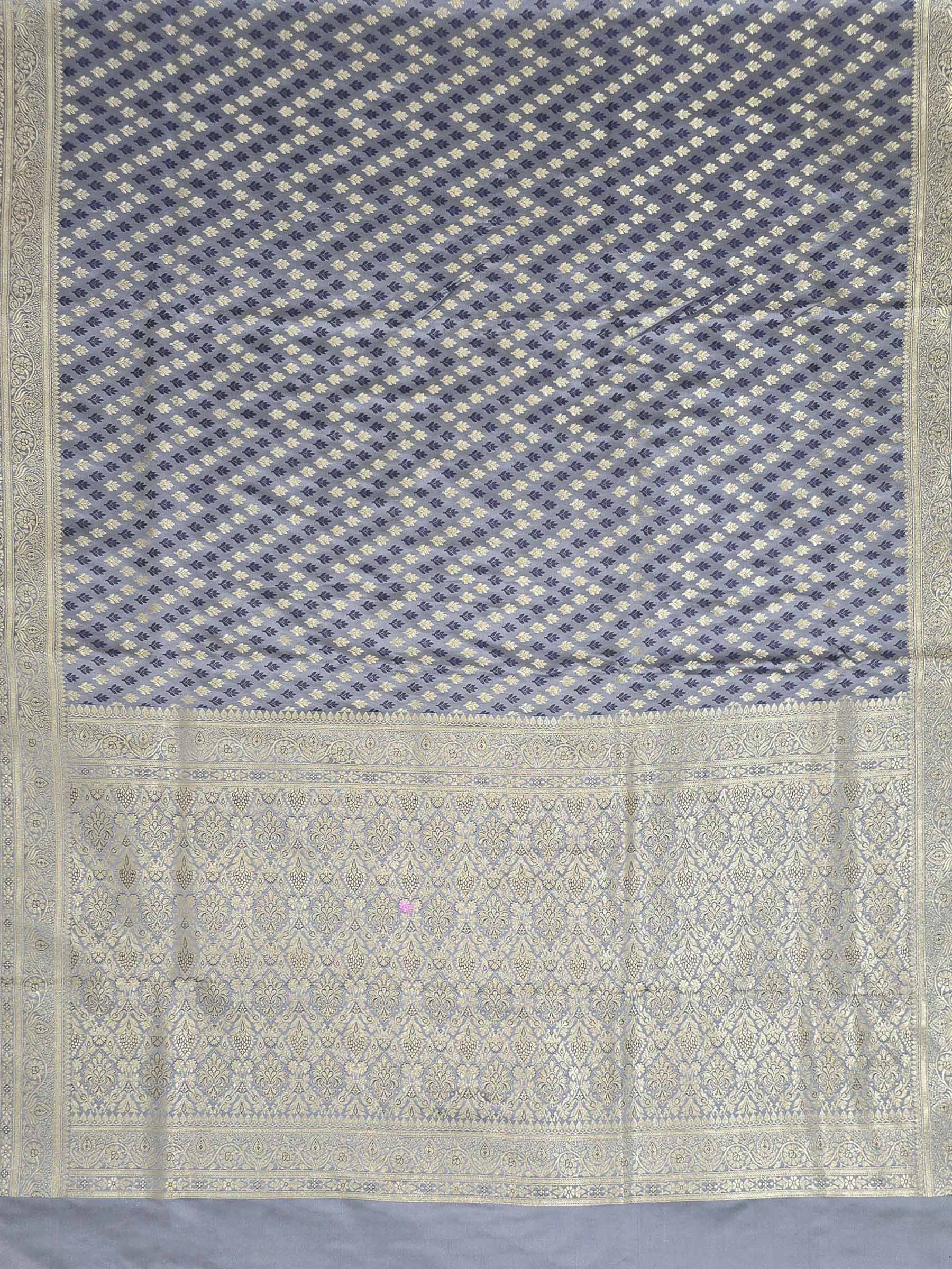 Grey Woven Design Satin Saree