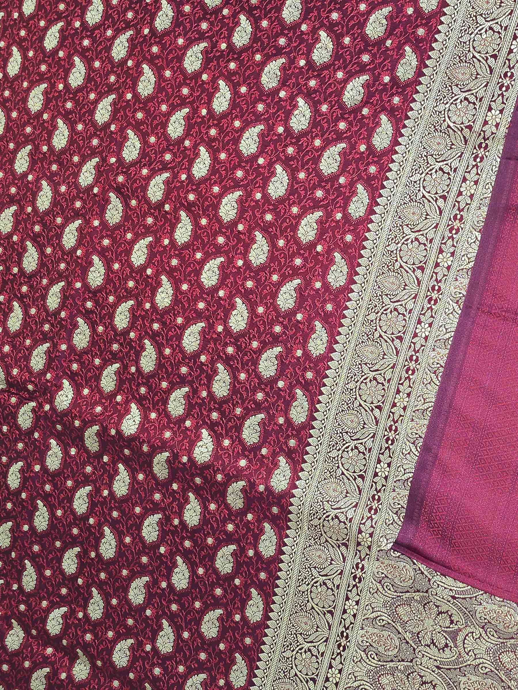 Maroon Woven Design Satin Saree
