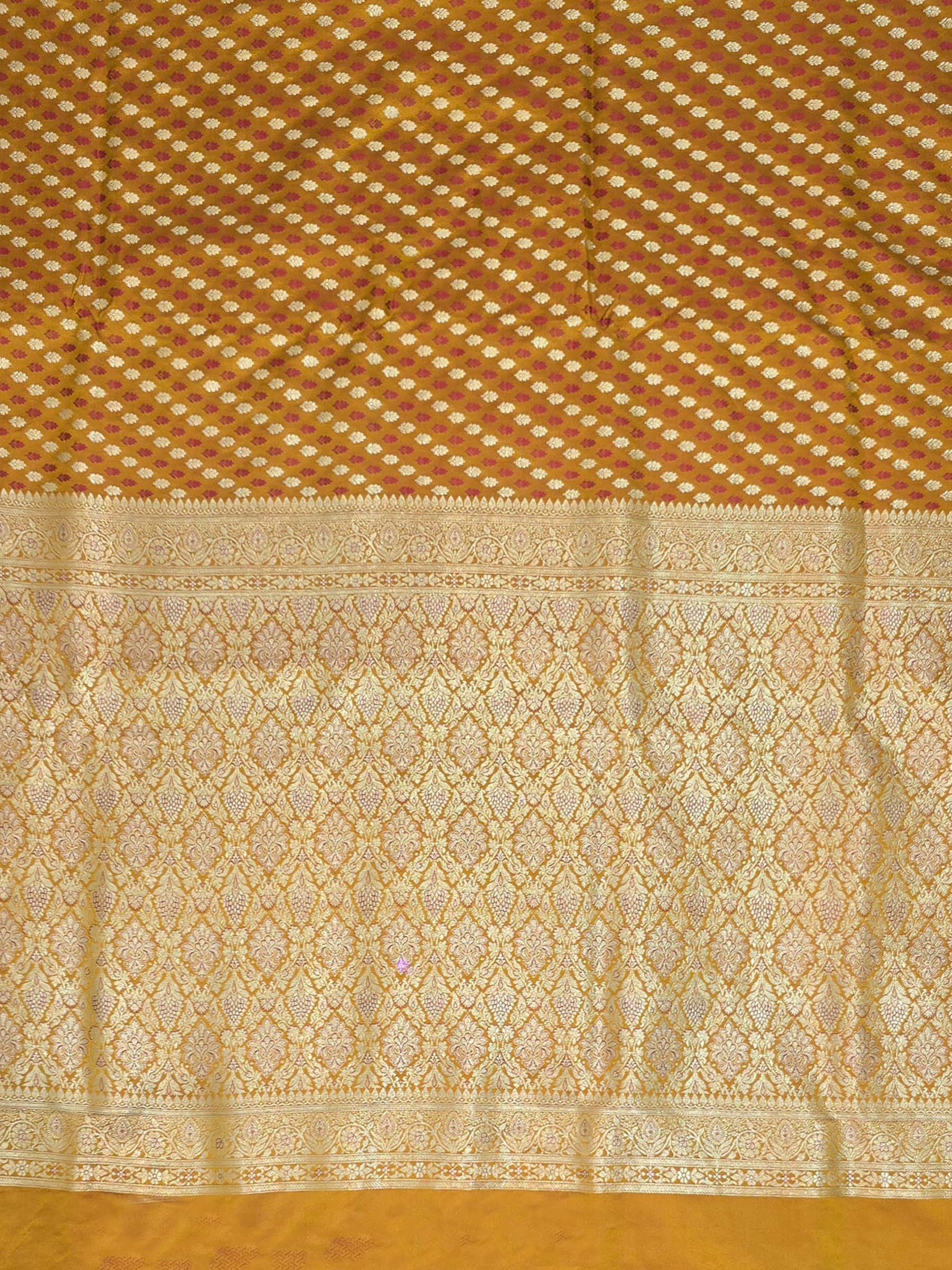 Mustard Woven Design Satin Saree